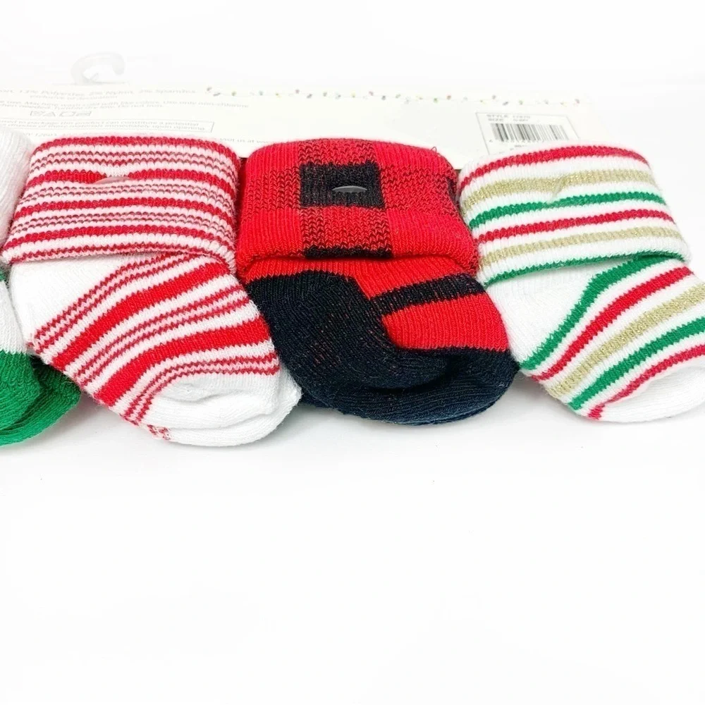 Festive Holiday Themed 0-6 Month Girls 12 Pack Baby Socks